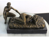 AN EROTIC BRONZE 2PC SCULPTURE
