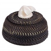 AN ESKIMO BALEEN BASKET FITTED