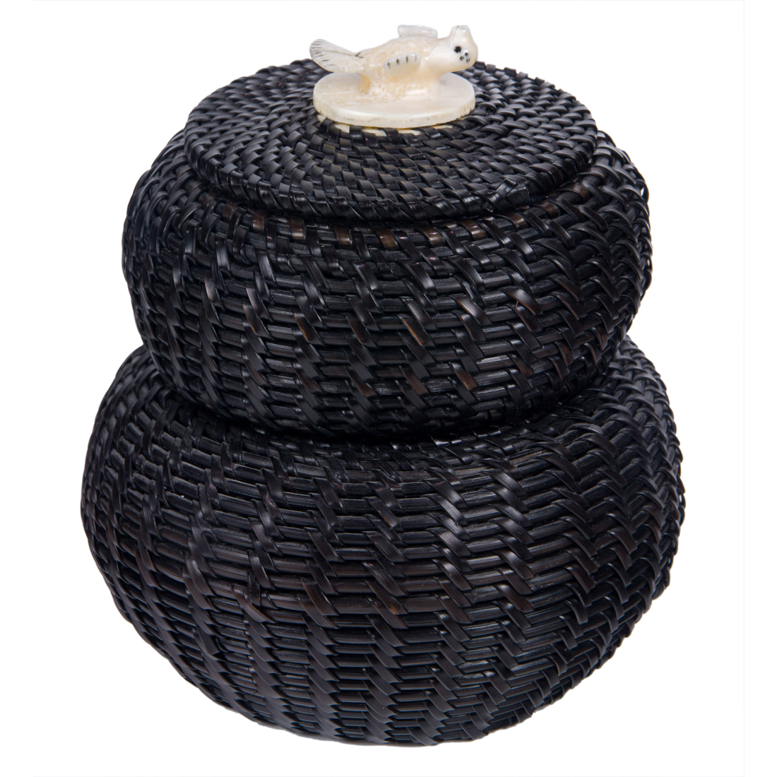 AN ESKIMO BALEEN DOUBLE GOURD