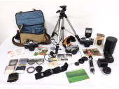 AN ESTATE CAMERA LOT OF CANON