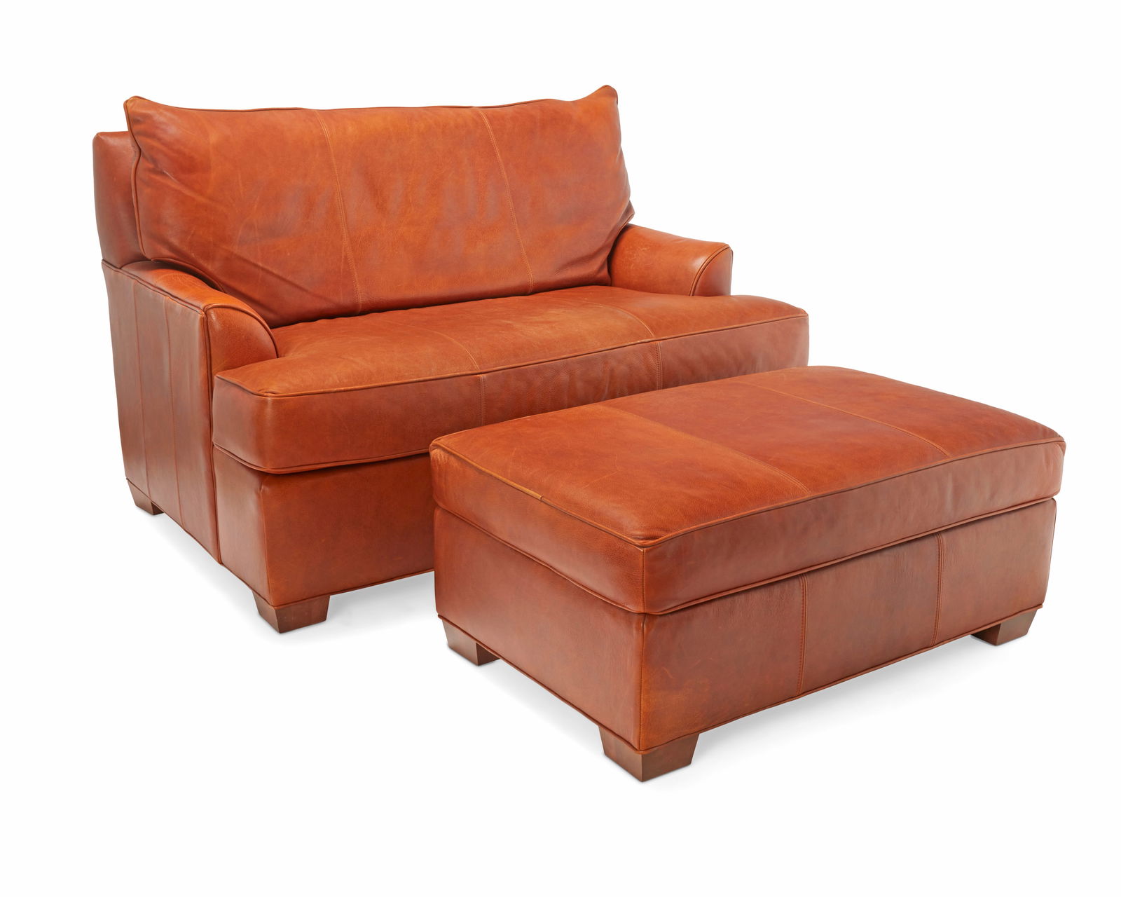 AN ETHAN ALLEN LEATHER LOVE SEAT