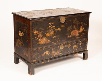 An George III lacquered chest,