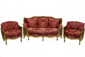 An gilt wood bergère suite in