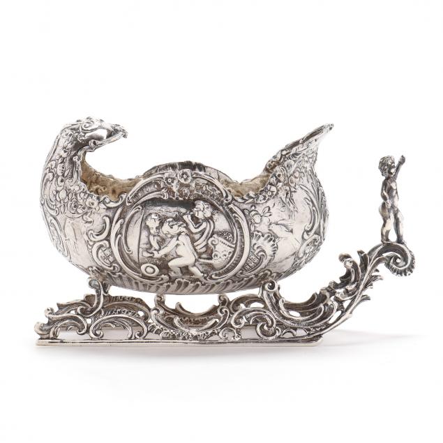 AN HANAU SILVER FIGURAL SLEIGH BOWL