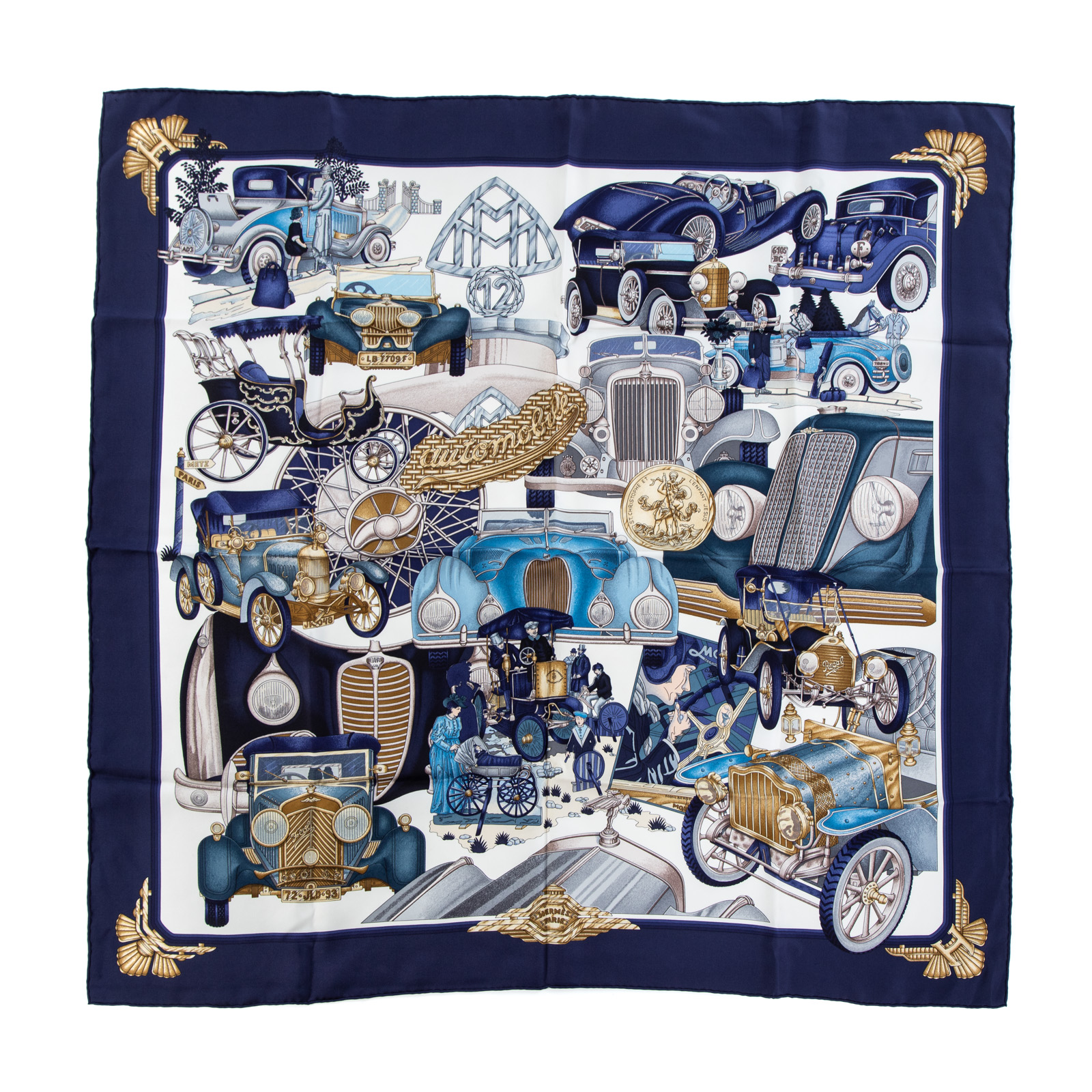 AN HERMES "AUTOMOBILE" SCARF 90