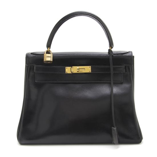 An Hermes Black Leather Kelly Bag