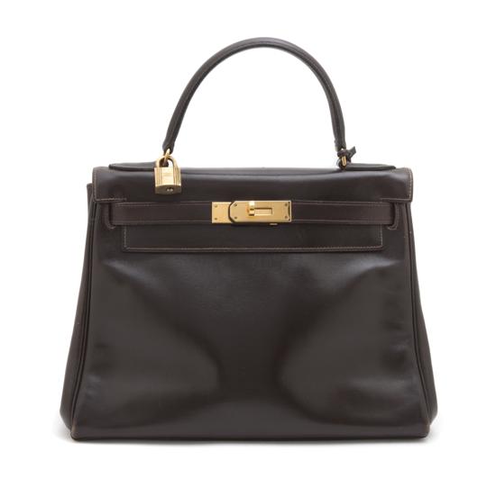 An Hermes Brown Leather Kelly