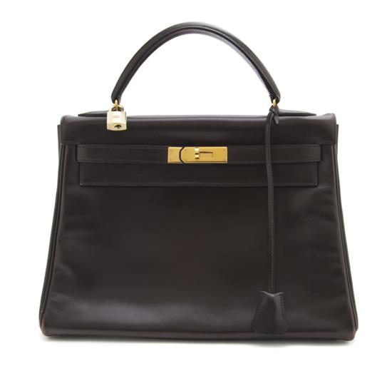 An Hermes Brown Leather Kelly Bag