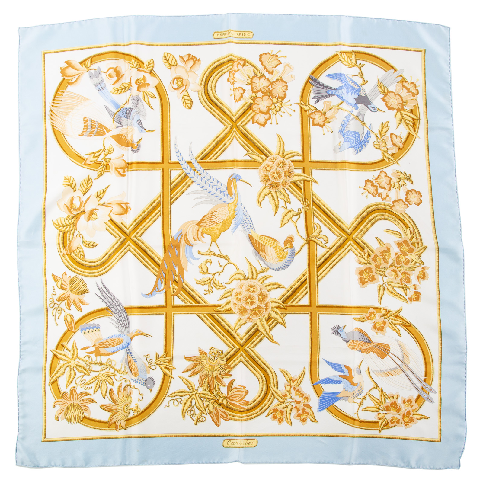 AN HERMES "CARAIBES" SCARF 90