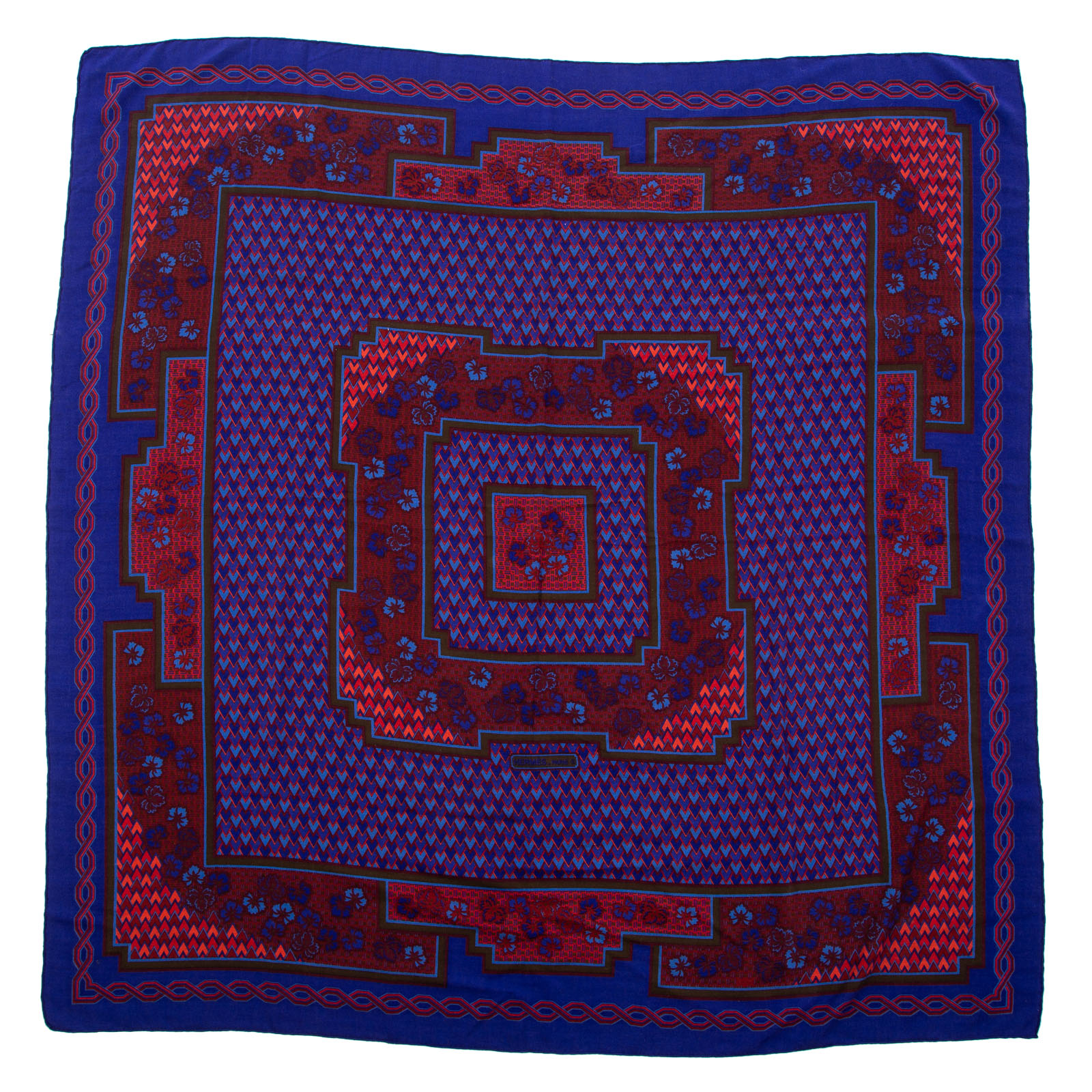 AN HERMES FLORAL GEOMETRIC CASHMERE
