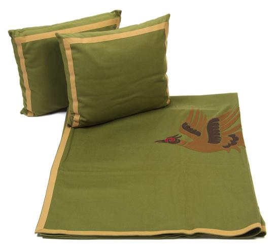 An Hermes Green Wool Blanket with a