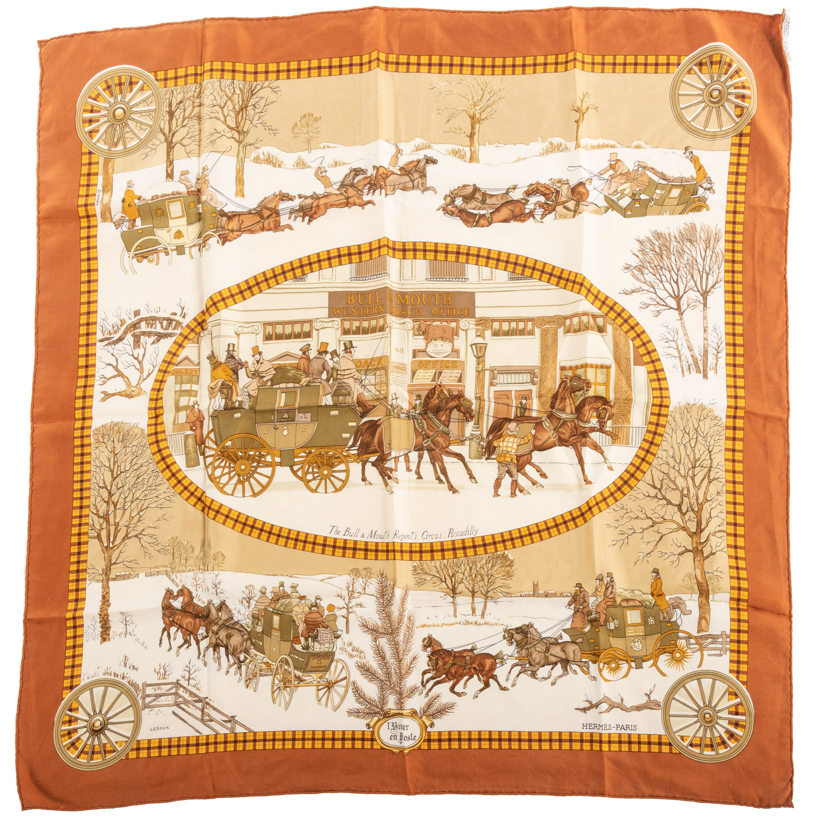 AN HERMES "HIVER EN POSTE" SCARF 90