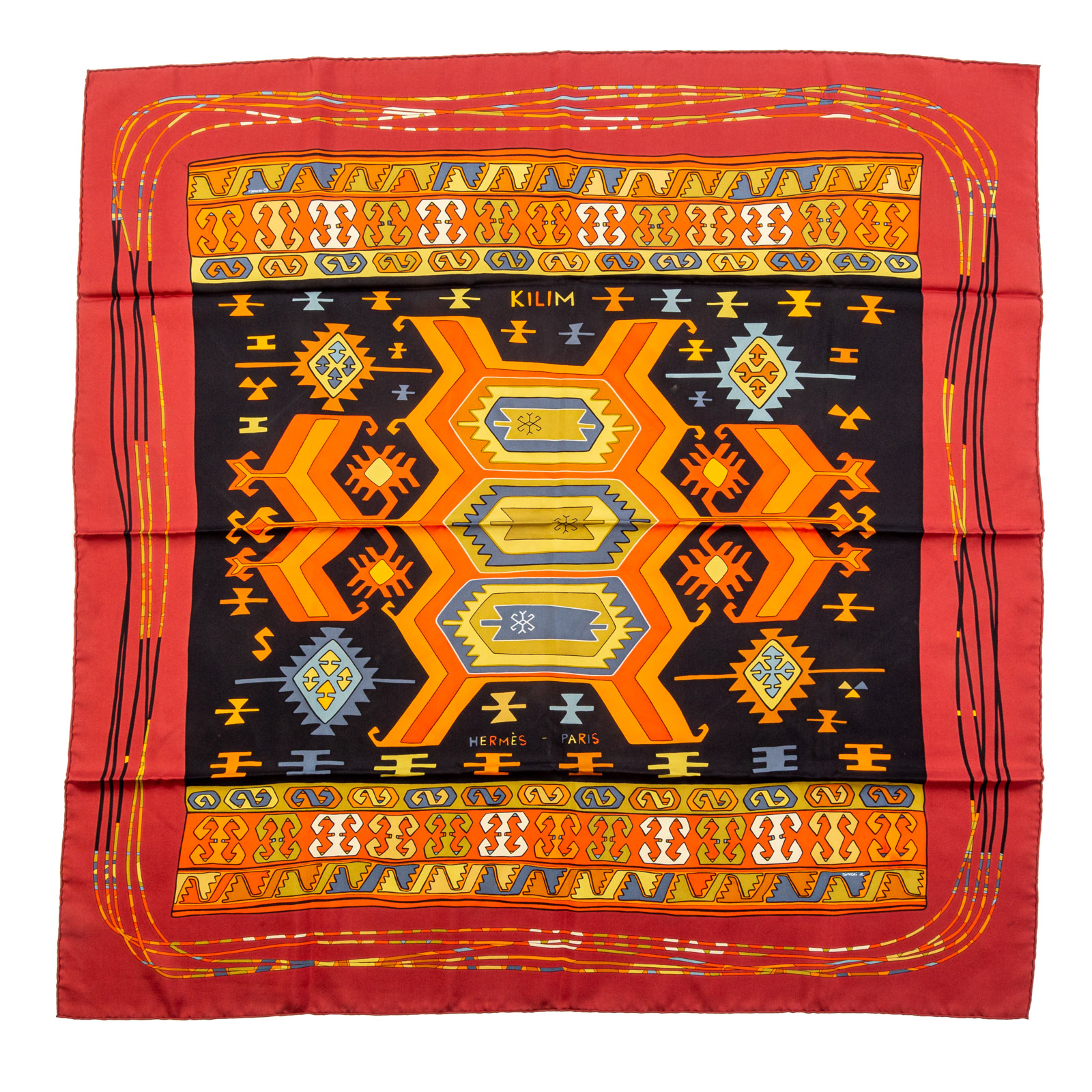 AN HERMES "KILIM" SILK SCARF 90