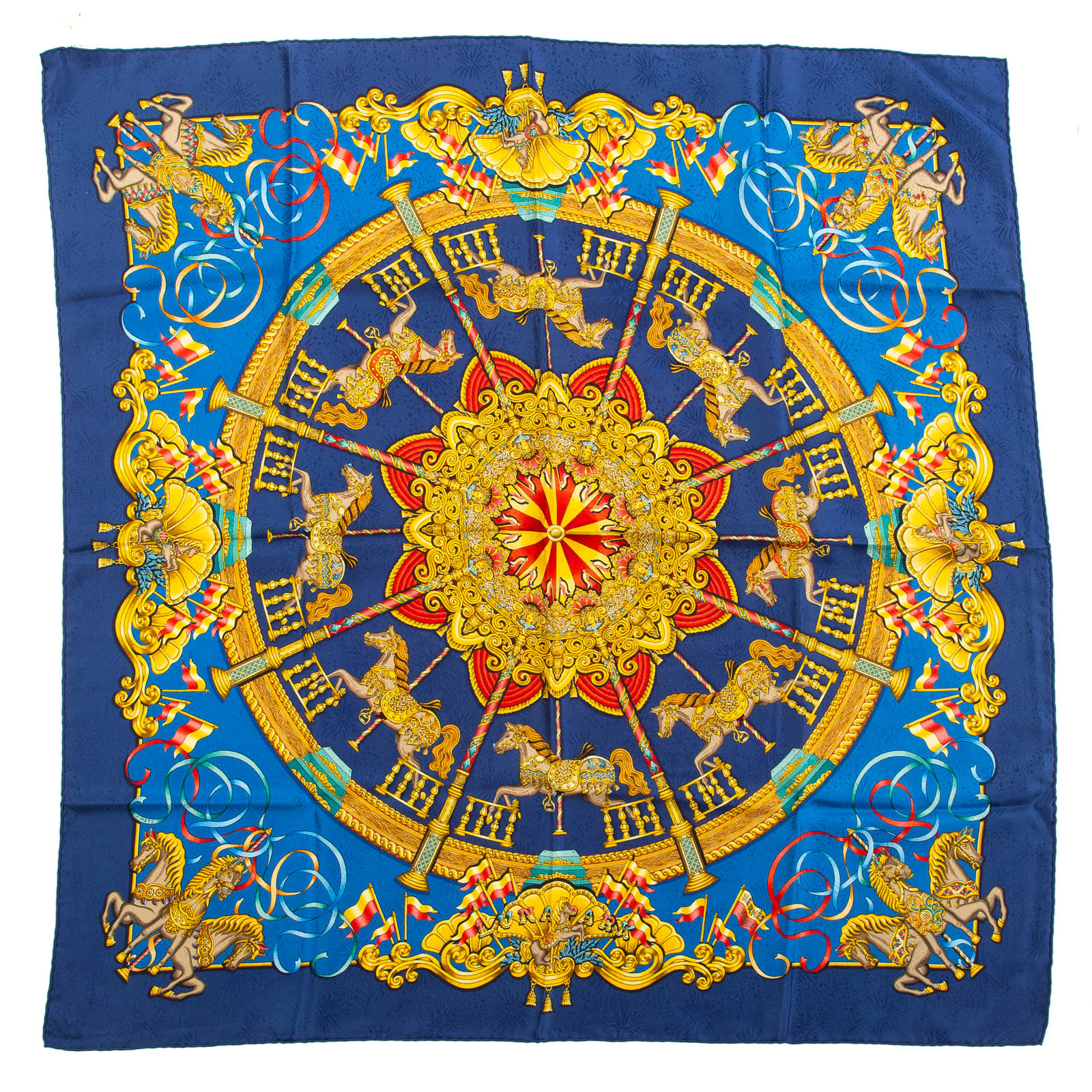 AN HERMES "LUNA PARK" SCARF 90 Blue