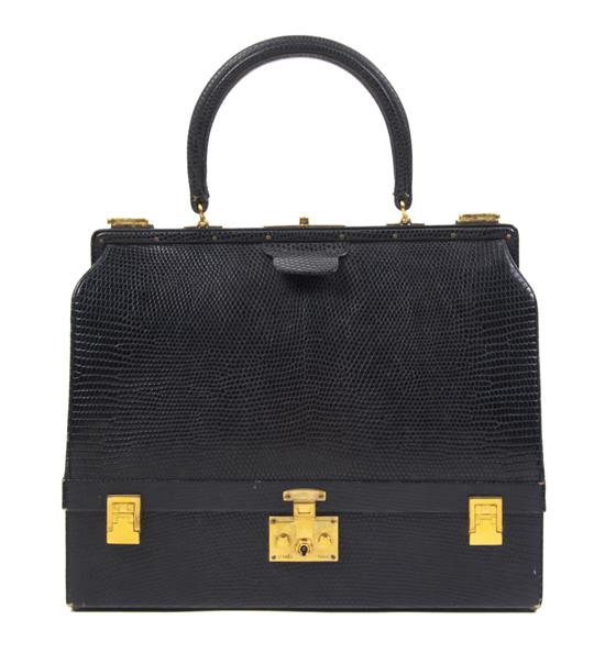 An Hermes Navy Blue Lizardskin