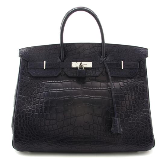 An Hermes Navy Blue Matte Crocodile