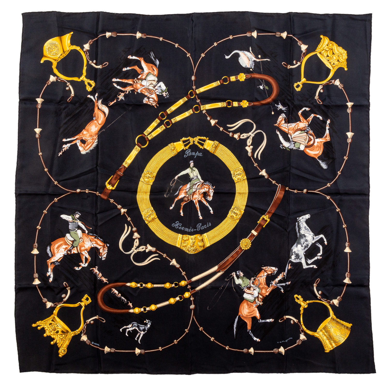 AN HERMES "PAMPA" SILK SCARF 90