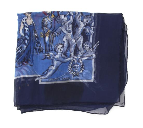 An Hermes Sheer Silk Scarf in a