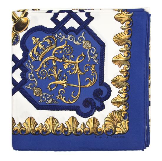 An Hermes Silk Scarf in a