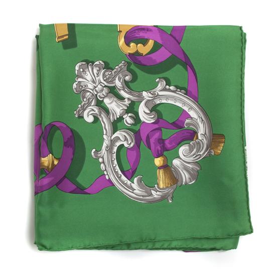 An Hermes Silk Scarf in a