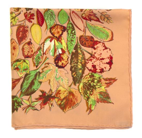 An Hermes Silk Scarf in a leaf