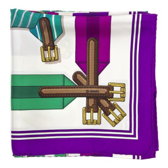An Hermes Silk Scarf in a buckle