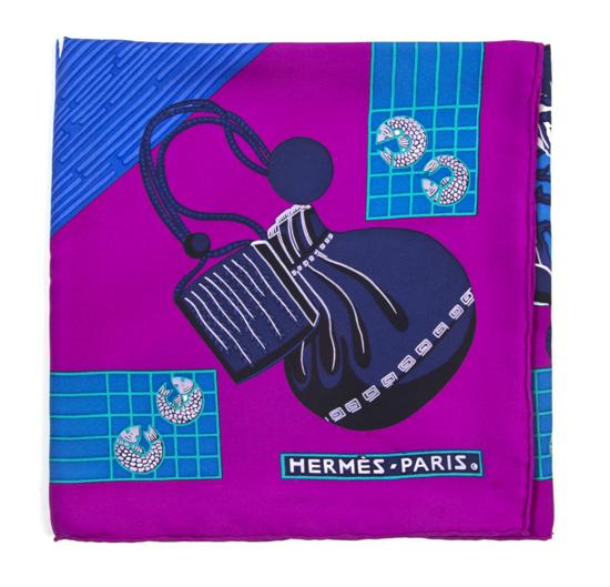 An Hermes Silk Scarf in a