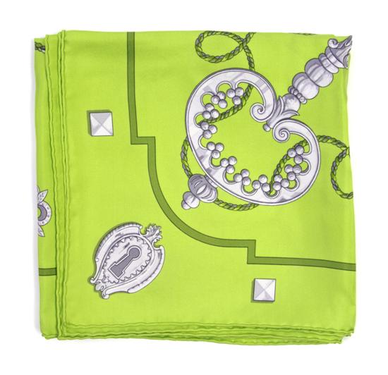 An Hermes Silk Scarf in a key