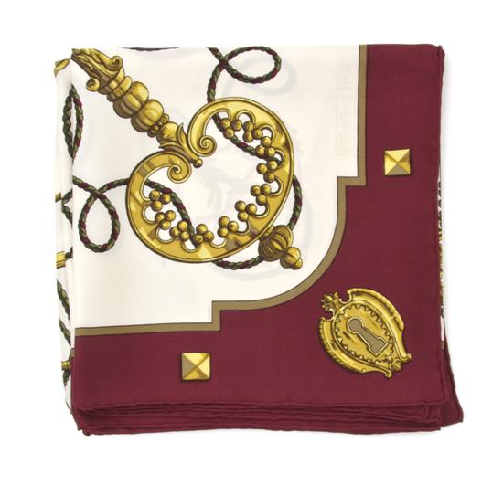 An Hermes Silk Scarf in a key