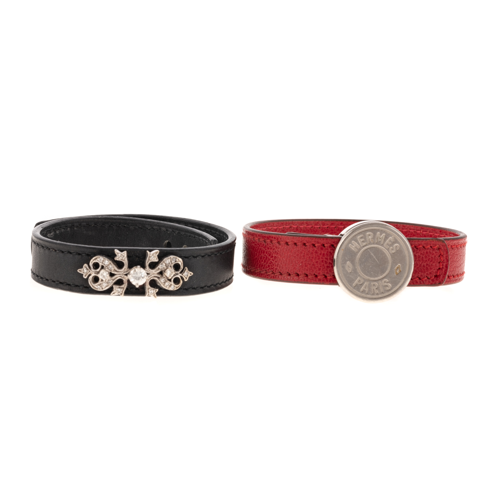 AN HERMES WRAP BRACELET A red