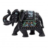 AN INDIAN BLACK MARBLE ELEPHAN