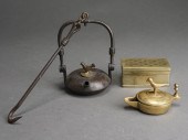 AN INDIAN BRASS AND WROUGHT IR