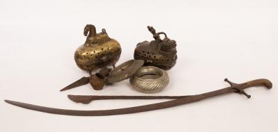 An Indian brass censer modelled