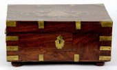 An Indian brass inlaid workbox