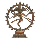 AN INDIAN BRASS SCULPTURE OF S