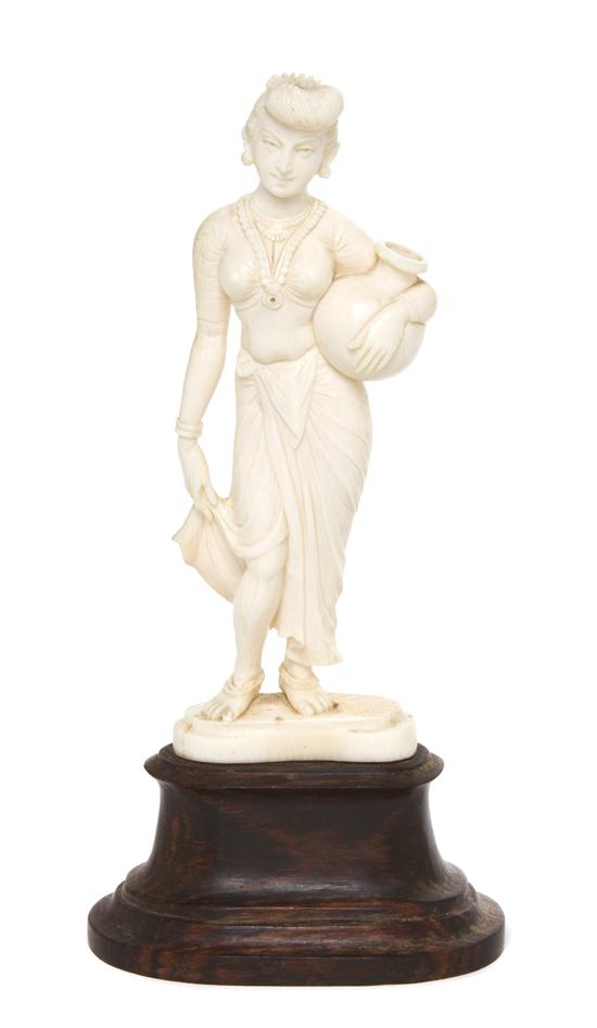 An Indian Ivory Carving of a Lady