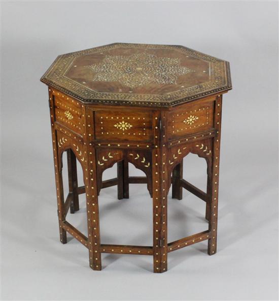 An Indian ivory inlaid hardwood