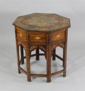 An Indian ivory inlaid hardwoo