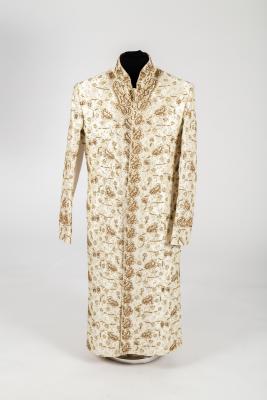 An Indian ivory silk coat with