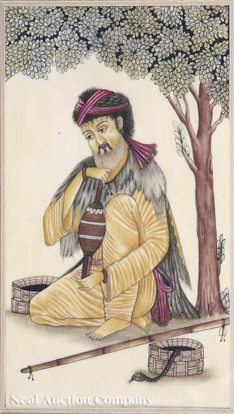An Indian Painted Ivory Panel