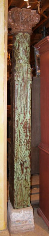 An Indian Painted Teak Pillar