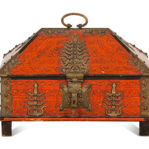 An Indian Painted Wood Table Casket