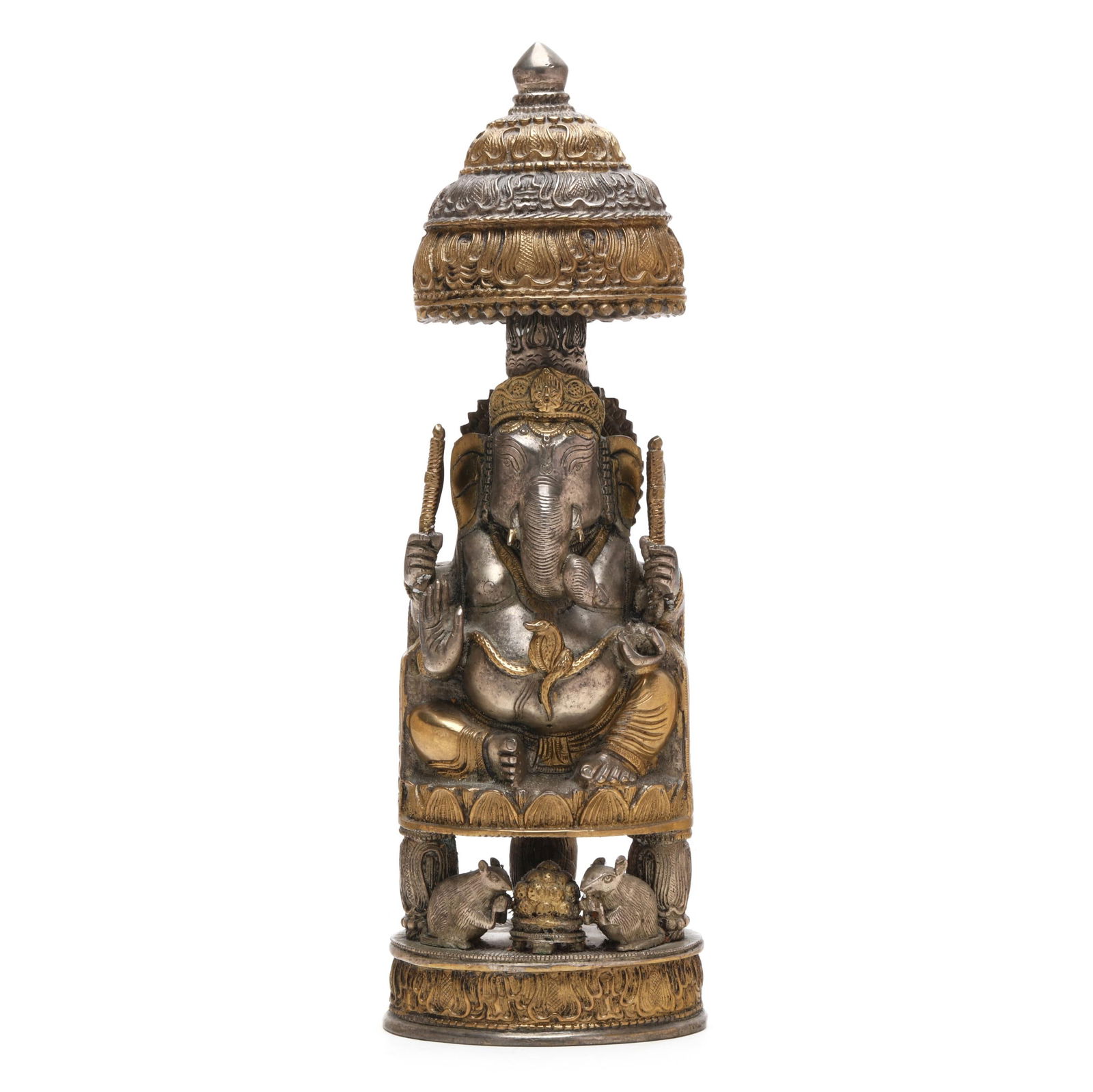 AN INDIAN SILVER AND GOLD METAL