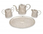 AN INDIAN SILVER TEA SETAn Ind