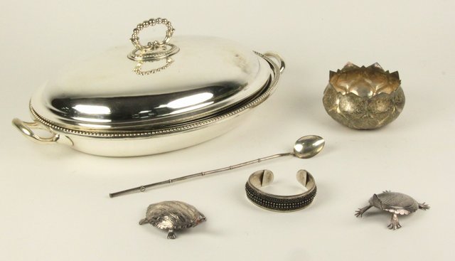 An Indian white metal bowl of