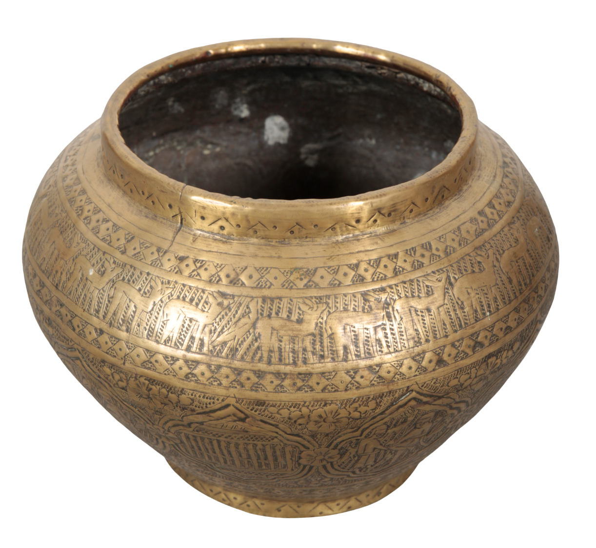 AN INDO-PERSIAN BRASS BOWL 20th