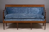 AN INLAID AND UPHOLSTERED MAHO
