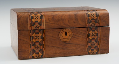 An Inlaid Wood Box Measuring apprx.