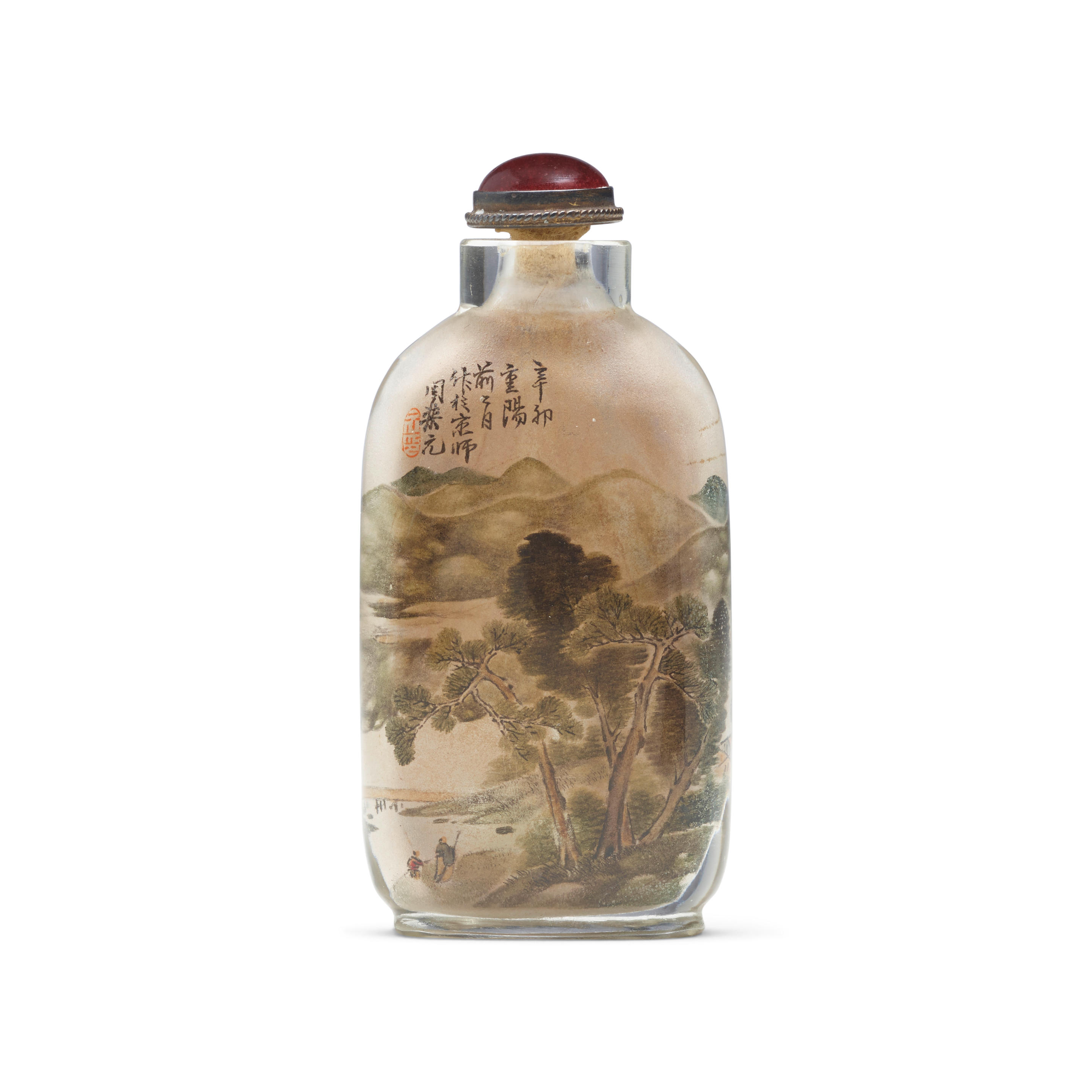 AN INSIDE-PAINTED GLASS 'LANDSCAPE'