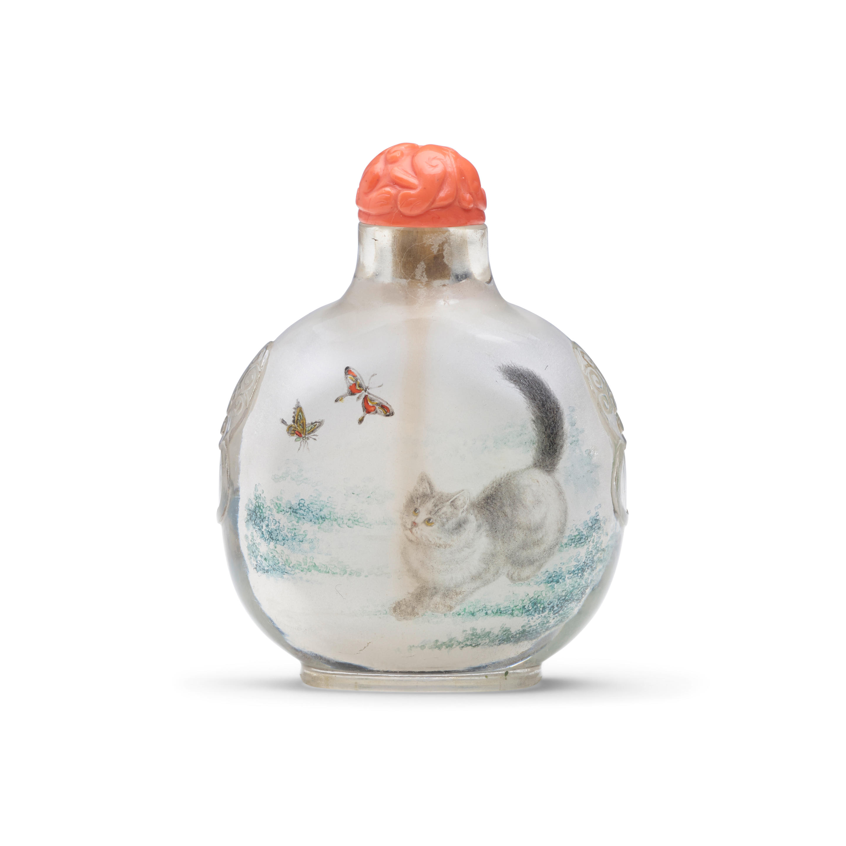 AN INSIDE-PAINTED GLASS SNUFF